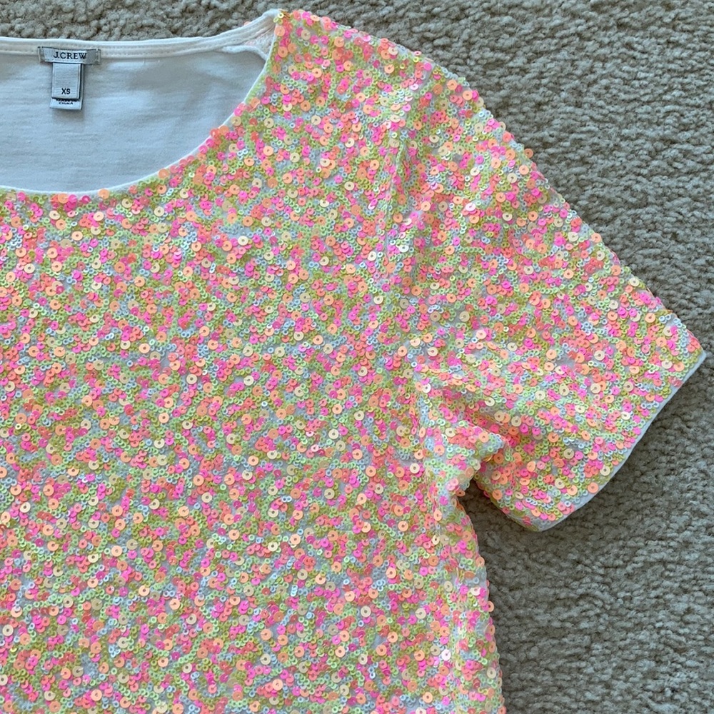 J. Crew Sequined Short Sleeve Tee - Picture 4 of 8